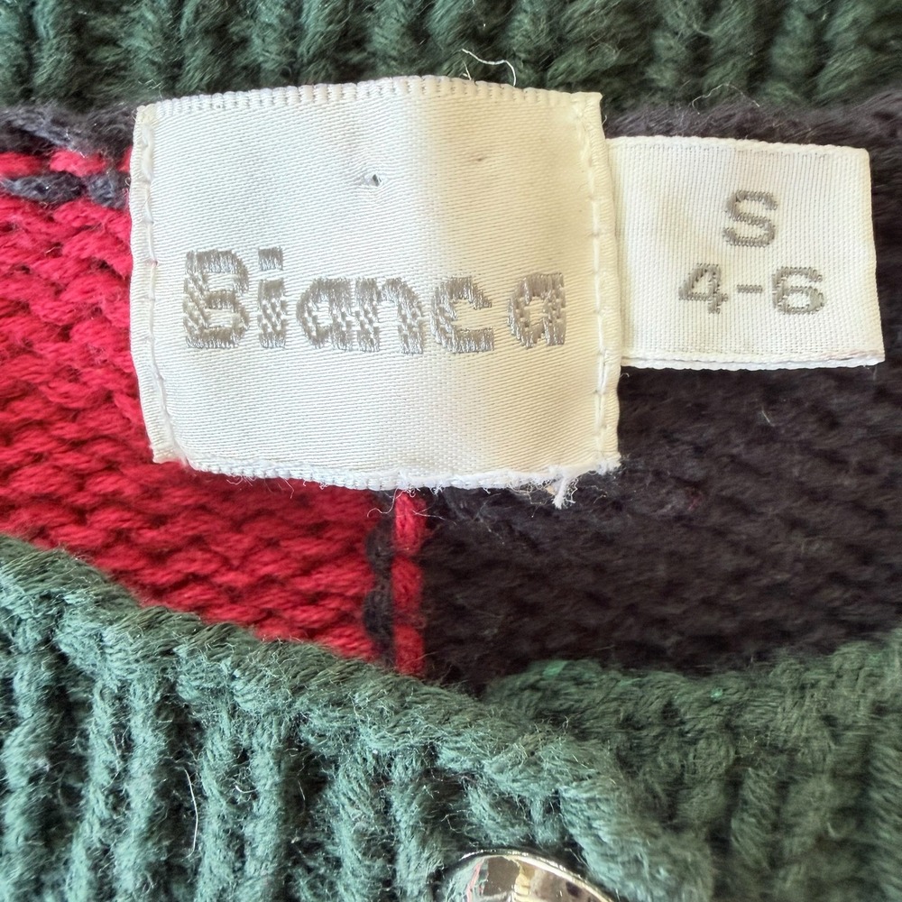 Vintage 90s Bianca Royal Crest Intarsia Cardigan Sweater Crown Heraldic Small - Picture 6 of 9